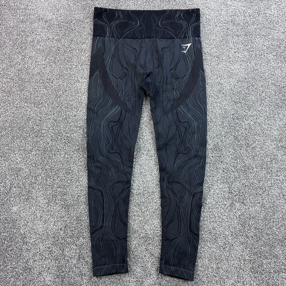 Gymshark Leggings Women's Medium Black Gray Marble Seamless Athletic GLLG4290